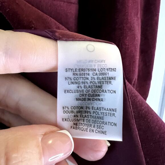 Elie Tahari Single Button Velvet Blazer size 2 Burgundy New - Picture 7 of 9